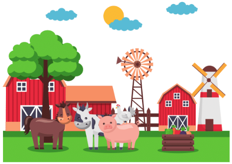 farm Từ được cho là “farm” (nông trại) → Trong hình là một nông trại với đàn gia súc → điền (ü) vào ô trống. (ảnh 1)