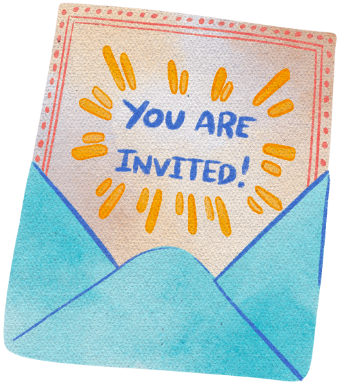 invite ☐ Từ được cho là “invite” → Trong hình là một tấm thiệp mời → điền (ü) vào ô trống. (ảnh 1)