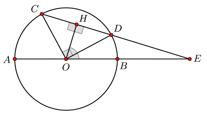 a) Đ&uacute;ng.  V&igrave; \[OA = OD = OB\] n&ecirc;n \[\Delta ABD\] vu&ocirc;ng tại \[B\]. Do đ&oacute;: (ảnh 1)
