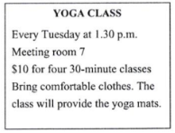 What do students NOT need to bring?  	A. clothes B. money C. yoga mats D. food (ảnh 1)