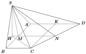 Đ&aacute;p &aacute;n: 1  Gọi \(M,N\) lần lượt l&agrave; trung điểm của \(AB,CD\). (ảnh 1)