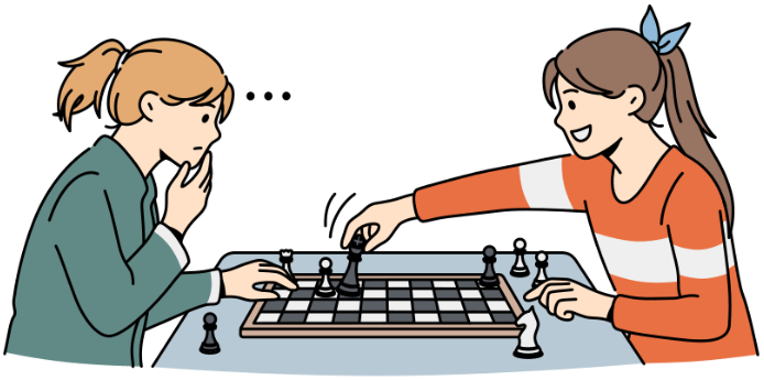 play badminton ☐ Từ được cho là “play badminton” → Trong hình là hai người chơi cờ vua → điền (û) vào ô trống.                 (ảnh 1)