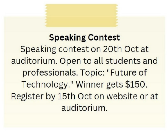 Which of the following statements is true? A. The topic of the speaking contest is 