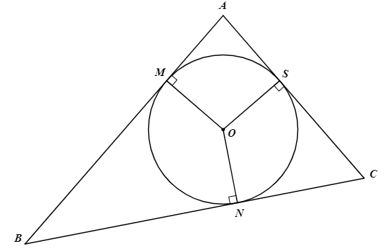 \(\Delta ABO\) vu&ocirc;ng tại \(B\) (t&iacute;nh chất tiếp tuyến) (ảnh 1)