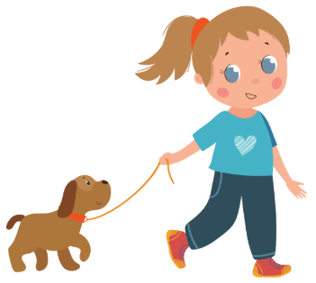 walk the dog  Từ được cho là “walk the dog” (dắt chó đi dạo) → Trong hình là một cô bé đang dắt chó đi dạo → điền (ü) vào ô trống. (ảnh 1)