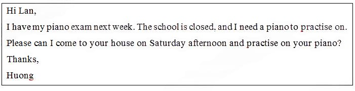 Read the message and circle the letter A, B, C, or D to indicate the correct answer. Why did Huong write this message? (ảnh 1)