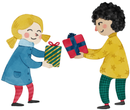 What do they like? A. They like balloons. B. They like presents. C. They like candies. (ảnh 1)