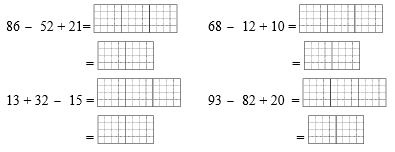 Tính biểu thức sau 86   52 + 21= ......   = ...  	68   12 + 10 = ......   =......             (ảnh 1)