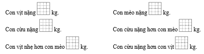 Số? Con vịt nặng ... kg. 		Con mèo nặng .... kg. (ảnh 2)