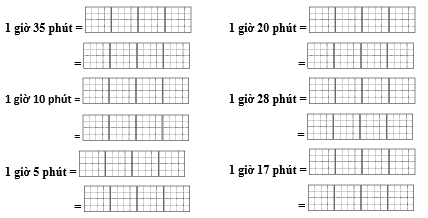 Viết (theo mẫu)  1 giờ 15 phút = 60 phút + 15 phút                         = 75 phút      1 giờ 35 phút = ....                = ........ (ảnh 1)