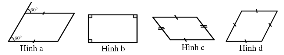 Cho hình vẽ sau:   Hình có hình thoi là: A. Hình a.	B. Hình b.	C. Hình c.	D. Hình d. (ảnh 1)