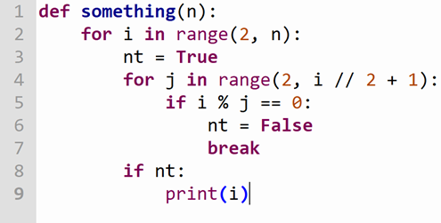 Thầy giáo cho một hàm viết bằng Python như sau:
Thầy yêu cầu học sinh cho ý kiến về ý nghĩa và độ phức tạp của hàm. Sau đây là các ý kiến: (ảnh 1)