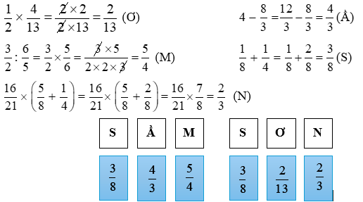 Tính rồi viết chữ thích hợp vào ô trống để giải ô chữ.   (ảnh 1)