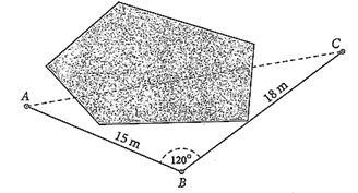 Để kéo dây điện từ cột điện vào nhà phải qua một cái ao, anh Nam không thể đo độ dài dây điện cần mua trực tiếp được nên đã làm như sau: Lấy một điểm B như trong hình, người ta đo được độ dài từ B đến A (nhà) (ảnh 1)