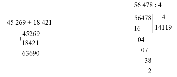 Đặt tính rồi tính:   45 269 + 18 421  (ảnh 1)