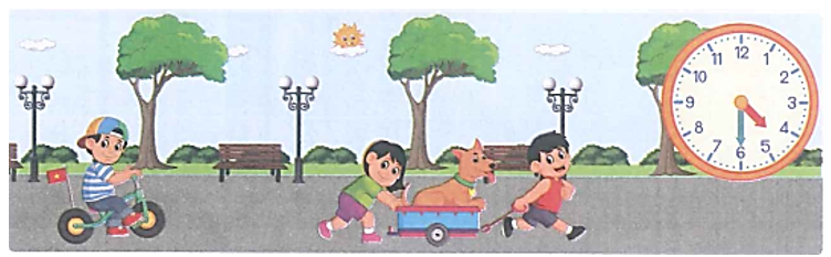 Phong, Mai và Bình đi chơi trong công viên lúc mấy giờ?  (ảnh 1)