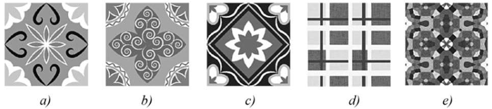 Cho các hình dưới đây:  Có bao nhiêu viên gạch có họa tiết không có tâm đối xứng? (ảnh 1)