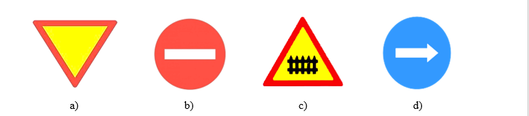 Trong các loại biển báo sau, biển báo nào có tâm đối xứng? (ảnh 1)