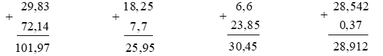 Đặt tính rồi tính: 29,83 + 72,14 (ảnh 1)