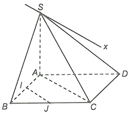 Cho h&igrave;nh ch&oacute;p S.ABCD. Gọi I,J lần lượt l&agrave; trung điểm của AB v&agrave; BC. Giao tuyến của hai mặt phẳng (SAC) v&agrave; (SIJ) l&agrave; một đường thẳng song song với (ảnh 1)