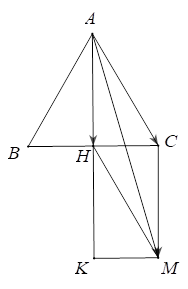 Cho tam giác ABC đều cạnh a, có AH là đường trung tuyến. Tính | vecto AC + vecto AH| (ảnh 1)