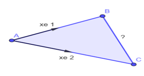 Hai chiếc xe cùng xuất phát ở vị trí A, đi theo hai hướng tạo với nhau một góc 60 độ. Xe thứ nhất chạy với tốc độ 30km/h, xe thứ hai chạy với tốc độ 40km/h. Hỏi sau 1h, khoảng cách giữa 2 xe  (ảnh 1)