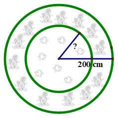 Bác An muốn xây một bồn hoa kết hợp bể cá (như hình vẽ). Bác yêu cầu bán kính của bồn hoa là 200cm, đồng thời diện tích trồng hoa và diện tích bể cá phải như nhau (cho phép sai số không đáng  (ảnh 1)