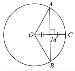 Cho đường tròn (O; 12cm), dây AB vuông góc với bán kính  tại trung điểm M của OC. Dây AB có độ dài là (ảnh 1)