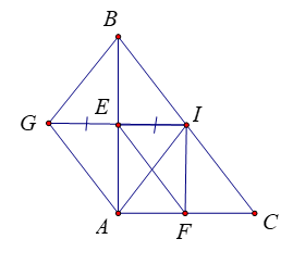Cho tam giác ABC vuông tại A.Gọi I là trung điểm của BC.Kẻ IE vuông góc với (ảnh 1)