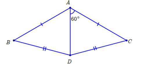 Cho hình vẽ (học sinh vẽ lại hình vào bài kiểm tra), biết AB = AC,DB = DC (ảnh 1)