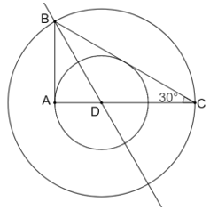 Cho tam giác ABC vuông A có góc C = 30 độ  và AB = 3 cm. Đường phân giác của góc B cắt AC tại D. Khi đó (ảnh 1)