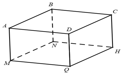 Cho hình hộp chữ nhật ABCD.MNHQ như hình vẽ, có AB = 5cm (ảnh 2)