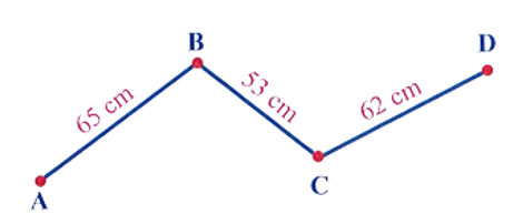 Điền vào chỗ trống.  Độ dài đường gấp khúc ABCD là:  ……. cm. (ảnh 1)