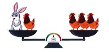 Thỏ nặng 6 kg. Cân nặng của mỗi con gà là:  (ảnh 1)