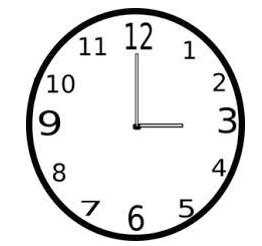 Đồng hồ dưới đây chỉ?   	A. 3 giờ	B. 12 giờ 15 phút	 (ảnh 1)