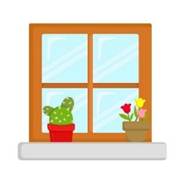 Ventana con maceta decoraciones Vector Clipart | Vector Premium