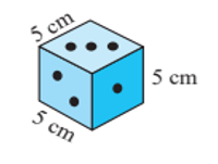 Thể tích của con xúc xắc hình lập phương trong hình vẽ dưới là (ảnh 1)