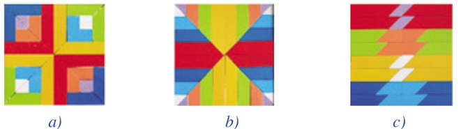 Cho hình vẽ bên. Có bao nhiêu hình vẽ có trục đối xứng? Có bao nhiêu hình vẽ có tâm đối xứng? (kể cả màu sắc) (ảnh 1)