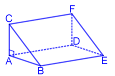 Cho hình lăng trụ đứng tam giác như hình bên. Mặt đáy của lăng trụ đứng là: (ảnh 1)