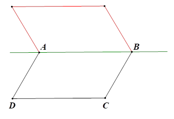 Cho hình bình hành ABCD.  a) Vẽ hình đối xứng qua trục đối xứng AB của hình bình hành ABCD. b) Vẽ hình đối xứng qua tâm A của hình bình hành ABCD. (ảnh 1)