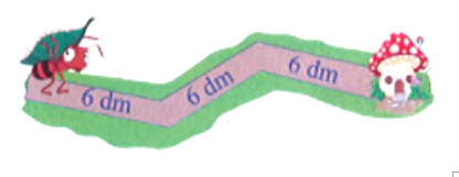 Viết phép tính và kết quả thích hợp vào chỗ trống:  Đề về đến nhà, Kiến cần đi quãng đường là: (ảnh 1)