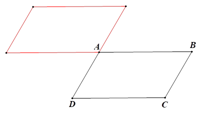 Cho hình bình hành ABCD.  a) Vẽ hình đối xứng qua trục đối xứng AB của hình bình hành ABCD. b) Vẽ hình đối xứng qua tâm A của hình bình hành ABCD. (ảnh 2)