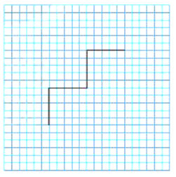 Hình gấp khúc dưới đây gồm bốn đoạn thẳng có độ dài bằng 1 cm Em hãy vẽ thêm một đường gấp khúc có độ dài bằng 8 cm để được một hình có cả trục đối xứng và tâm đối xứng. (ảnh 1)