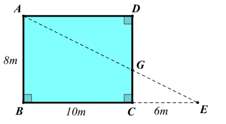 1) Một mảnh vườn dạng hình chữ nhật ABCD với AB = 8 m (ảnh 1)