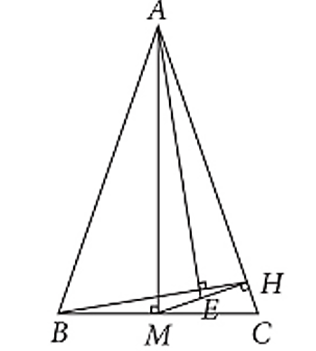 Cho tam giác ABC cân tại AM là trung điểm của BC,H là hình chiếu của M trên AC;E là trung điểm của MH. Tính vecto AE . vecto BH (ảnh 1)