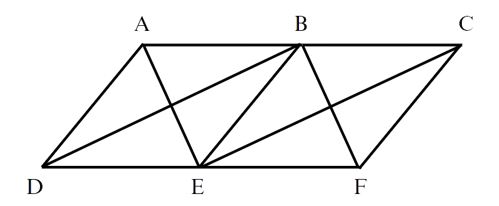 Hình vẽ dưới đây có:    	A. 4 cặp đường thẳng song song	B. 5 cặp đường thẳng song song (ảnh 2)