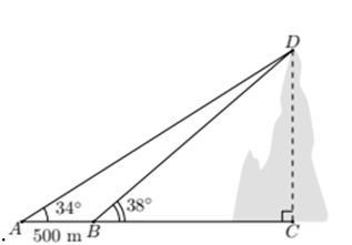 Tính chiều cao của một ngọn núi (kết quả làm tròn đến hàng đơn vị), (ảnh 1)