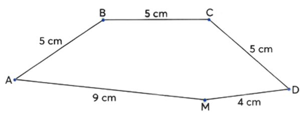Viết số thích hợp vào chỗ chấm  - Độ dài đường gấp khúc AMD là: …cm + …cm = …cm (ảnh 1)