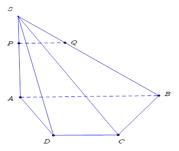 Cho h&igrave;nh ch&oacute;p S.ABCD c&oacute; đ&aacute;y ABCD l&agrave; h&igrave;nh thang, đ&aacute;y lớn AB. Gọi P,Q lần lượt l&agrave; hai điểm nằm tr&ecirc;n cạnh SA v&agrave; SB sao cho SP/SA = SQ/SB = 1/3. Khẳng định n&agrave;o sau đ&acirc;y l&agrave; đ&uacute;ng? (ảnh 1)