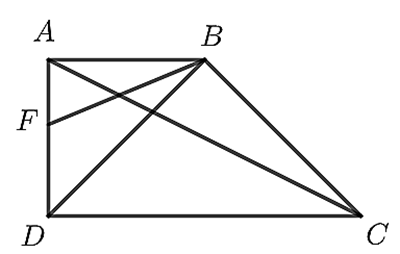 Cho hình thang ABCD vuông tại A,D và có AB = AD =1/2 DC = a. Gọi BF là đường phân giác trong của tam giác ABD, (F thuộc AD) (ảnh 1)